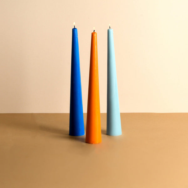 &lt;center&gt;Set of 3 - 10&#39;&#39; Conical Candles