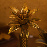 Pure Brass Palm Tree Candle Stand With A Free Set of 4 Tapered Candles