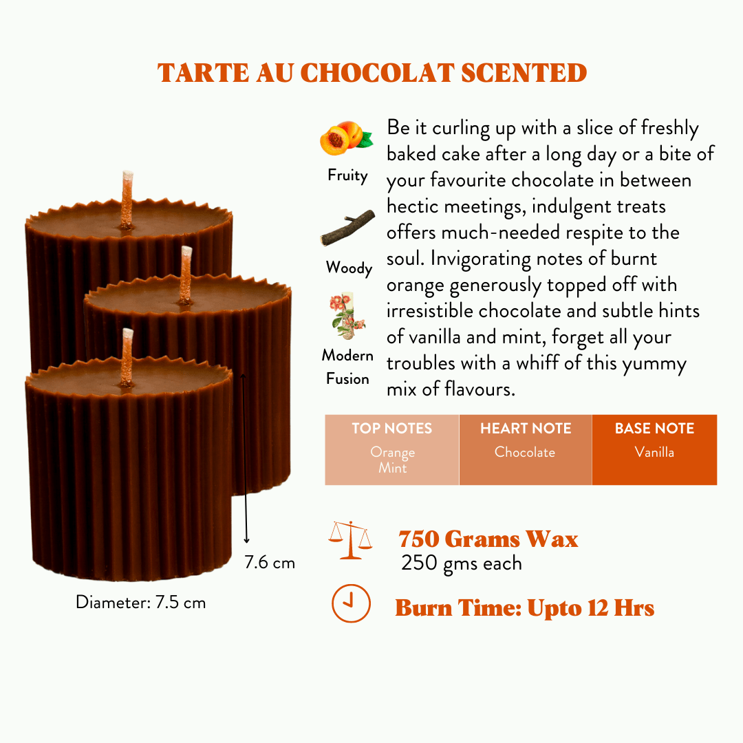 Combo of 3 Chocolate Brown 'Faith' Candles - Tarte au Chocolat Scented