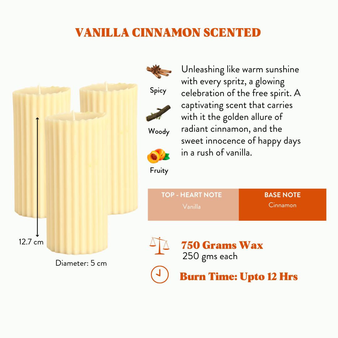 Combo of 3 Ivory 'Belief' Candles - Vanilla Cinnamon Scented