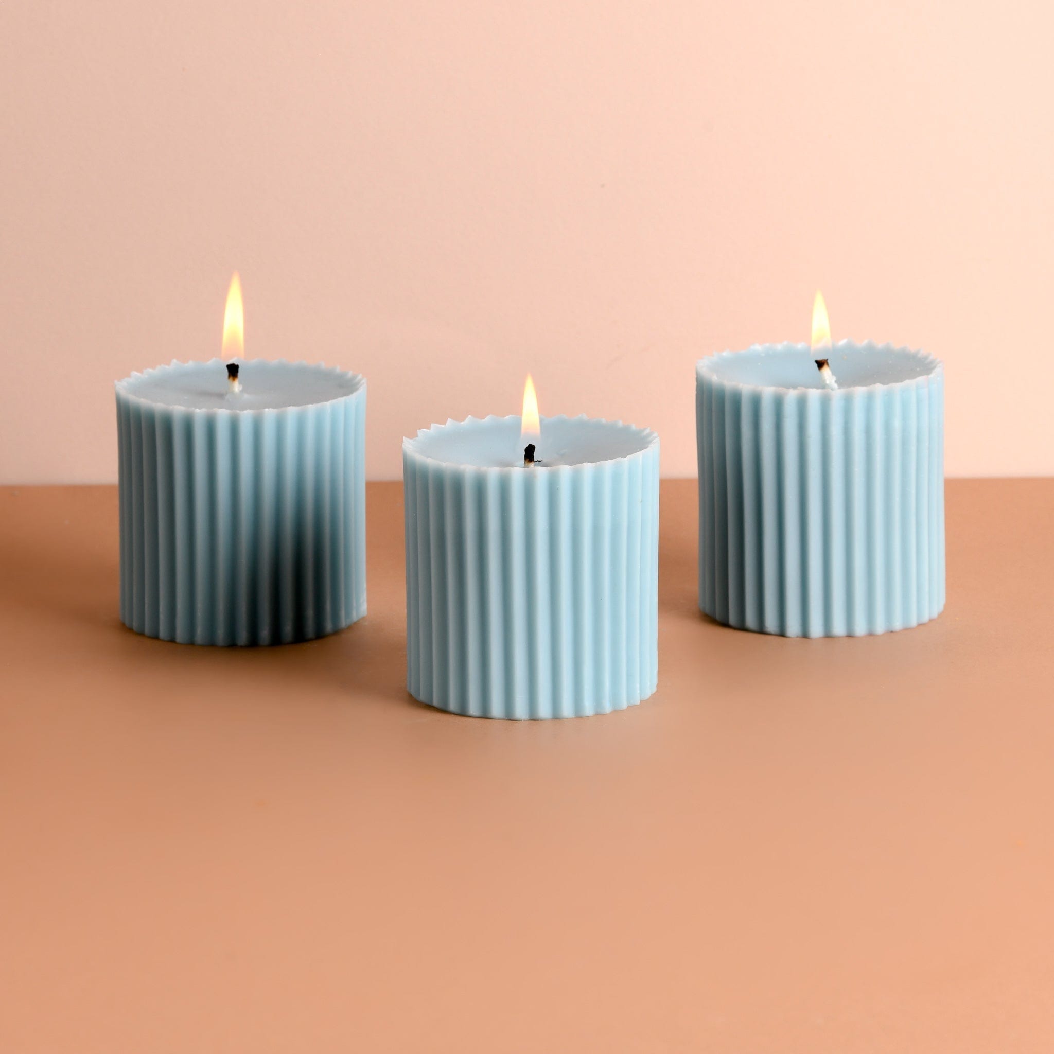 Combo of 3 Powder Blue 'Faith' Candles - Oceanic Mist Scented