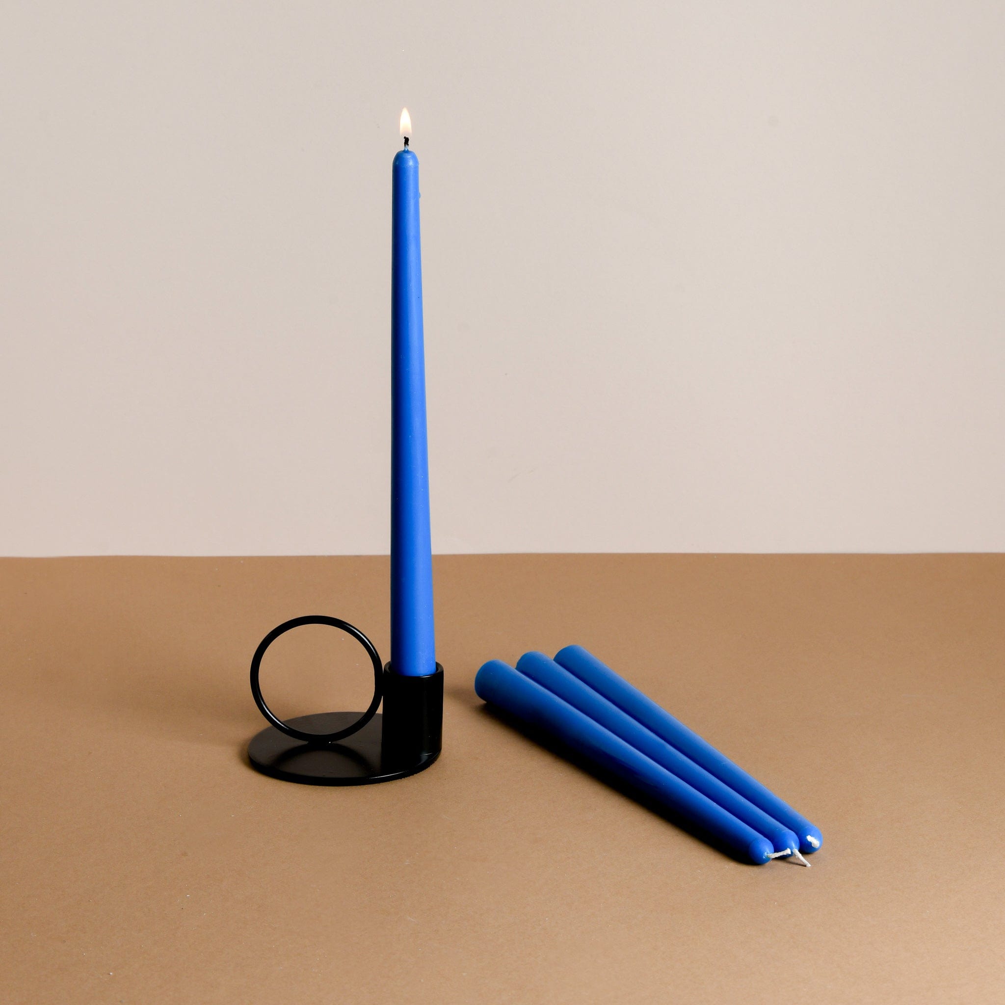 Set of 4 Cobalt Blue Tapered Candles - Aqua Amber Scented