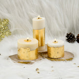 Joy - Set of 3 White Gold Pillar Candles - Cinnamon Roll Scented