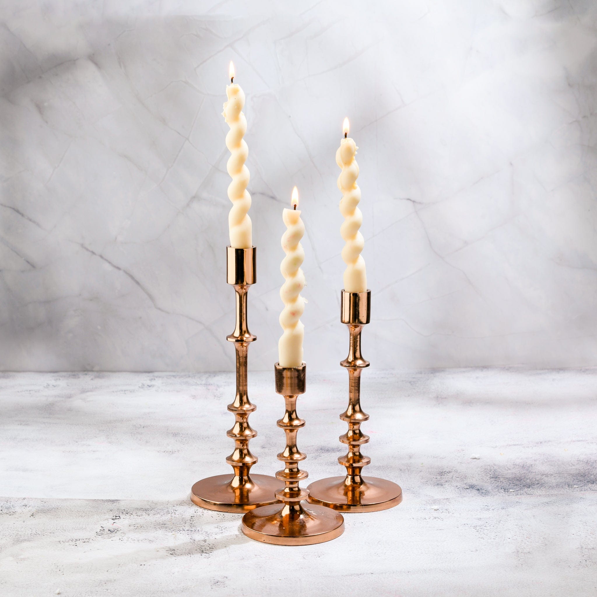 Rose Gold Radiance - Gift Set of 3 Candle Stands