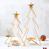 Set of 2 Christmas Tree Candle Stands with Free Scented Pillar Candles