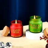 Holiday Cheer & Mistletoe Kisses - Gift Set of 2 Votive Candles