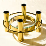 Iria Gold Candle Stand with Glass Centre