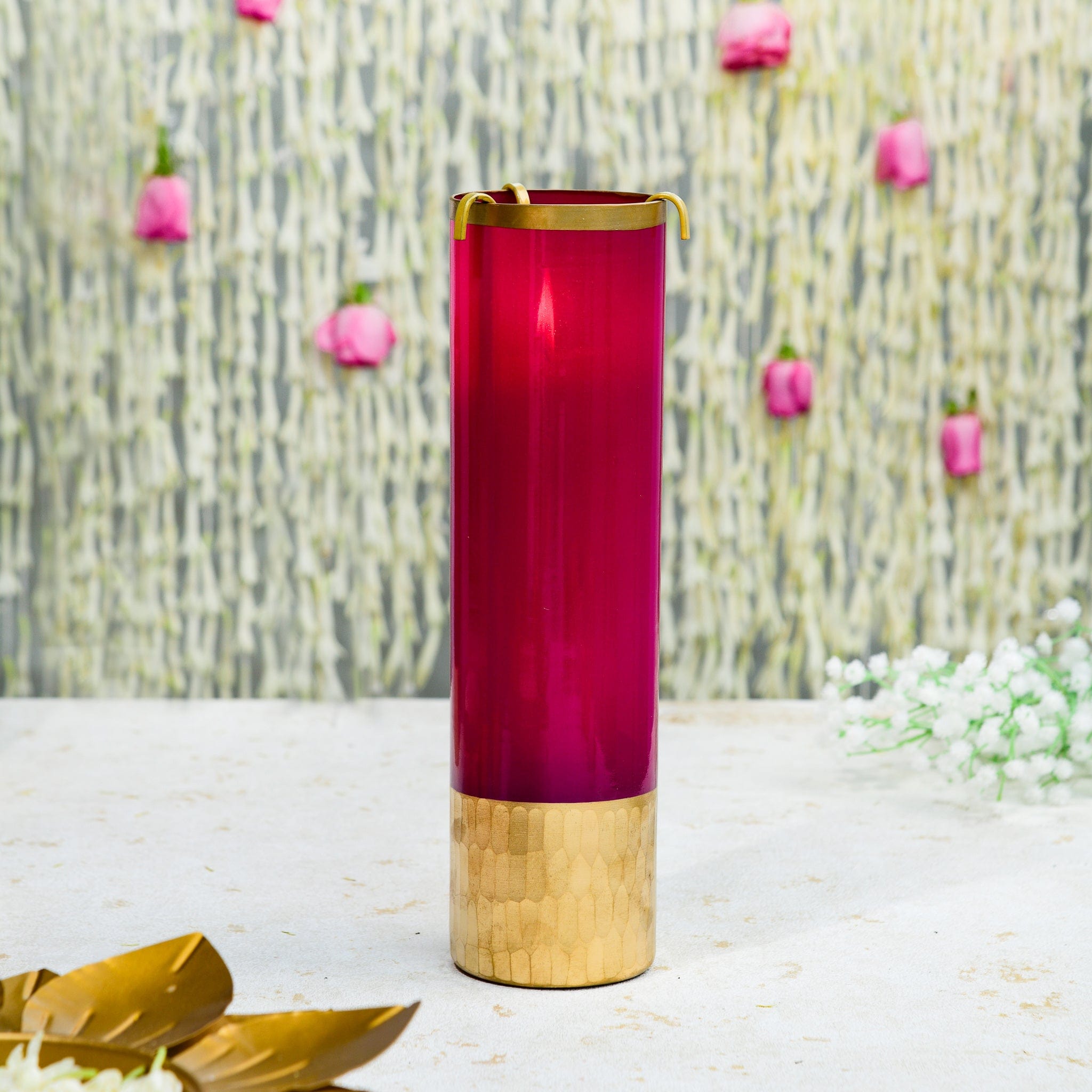 Rani Pink - Extra Large Candle Holder with a Free Pillar Candle