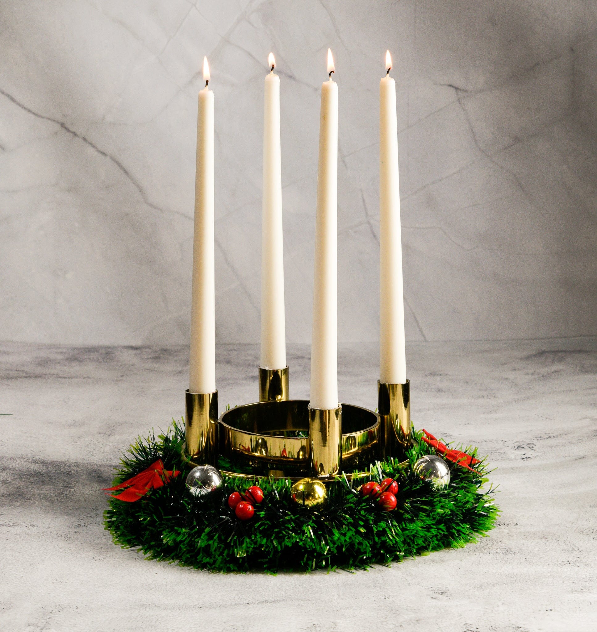 Iria Gold Candle Stand with Glass Centre