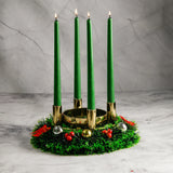 Set of 4 Forest Green Tapered Candles - Mahogany Shea Scented