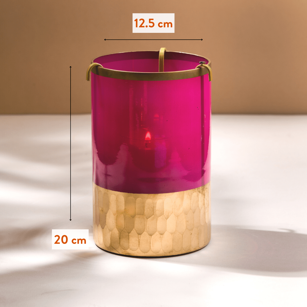 Rani Pink - Gift Set of 3 Candle Holders with Free Pillar Candles