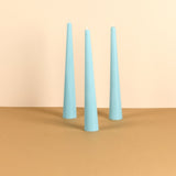 Set of 3 Powder Blue 10" Conical Candles - Oceanic Mist Scented