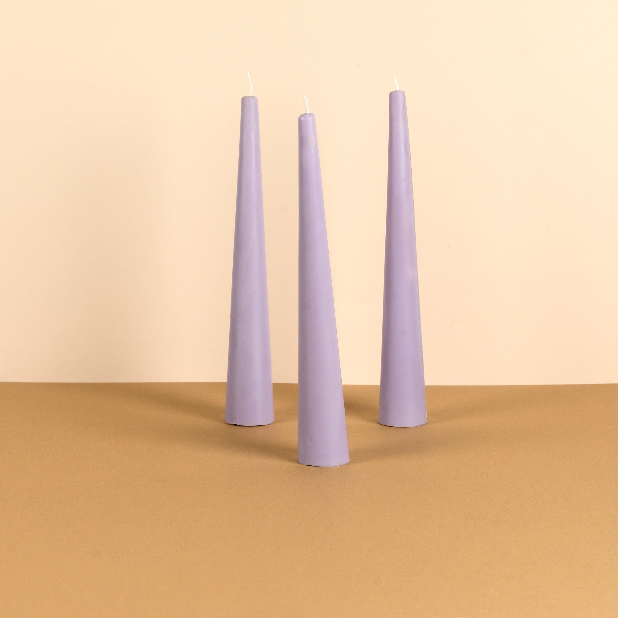 Set of 3 Violet 10" Conical Candles - San Rose Scented