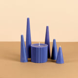 Infinity Set of 6 Cobalt Blue Candles - Aqua Amber Scented