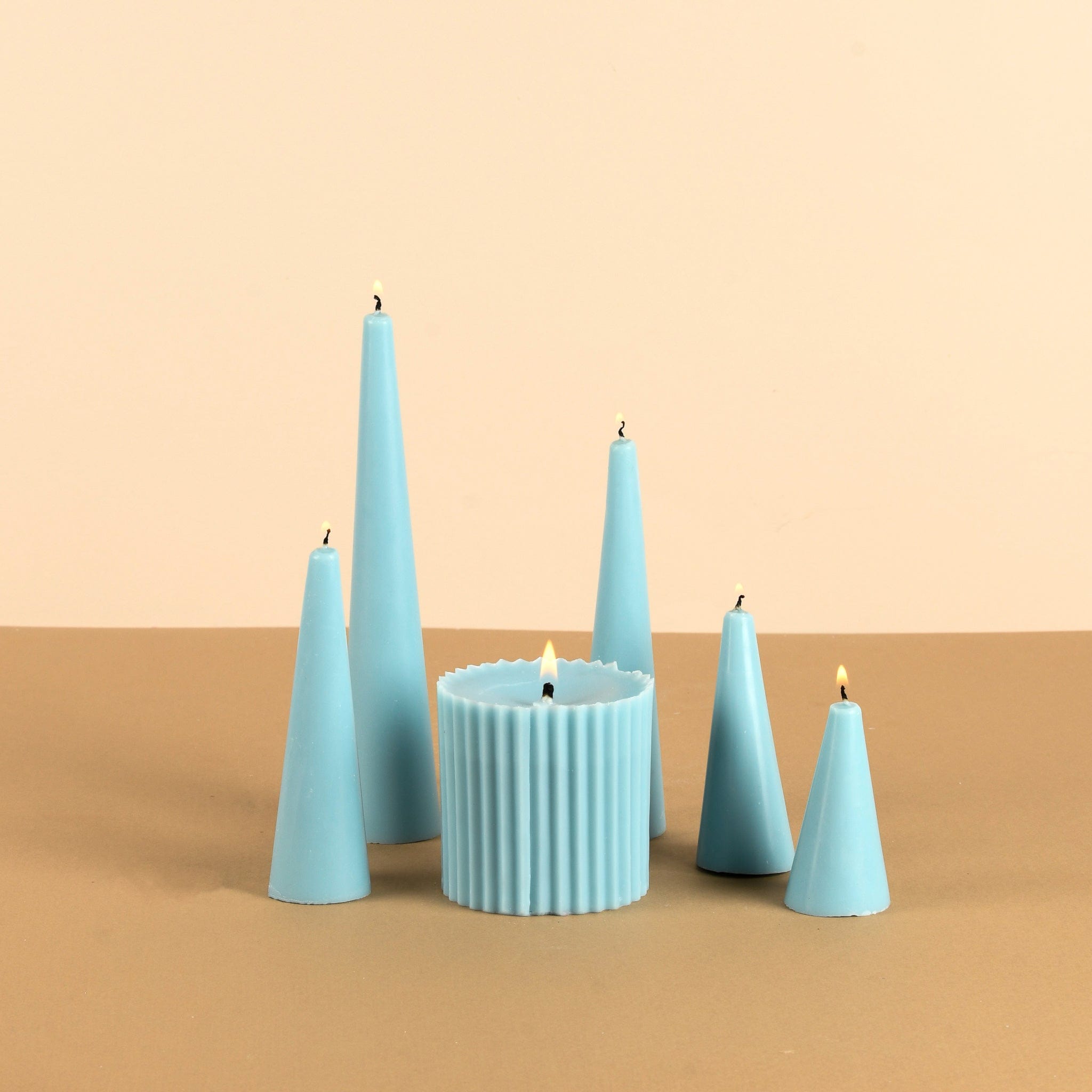 Infinity Set of 6 Powder Blue Candles - Oceanic Mist Scented