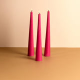 Set of 3 Sunset Orange 10" Conical Candles - Vanilla Sunshine Scented