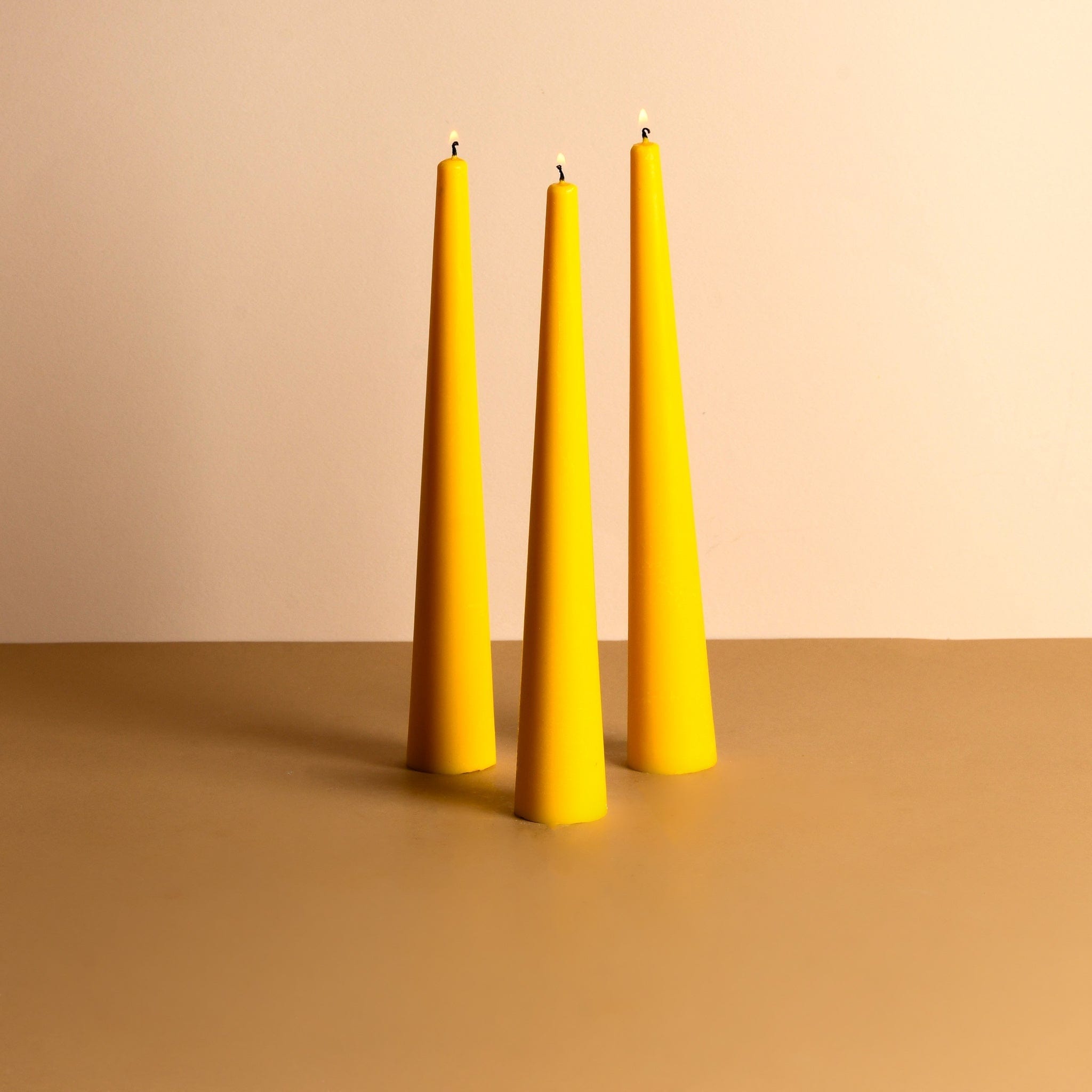 Set of 3 Banana Yellow 10" Conical Candles - Fête Tropical Scented