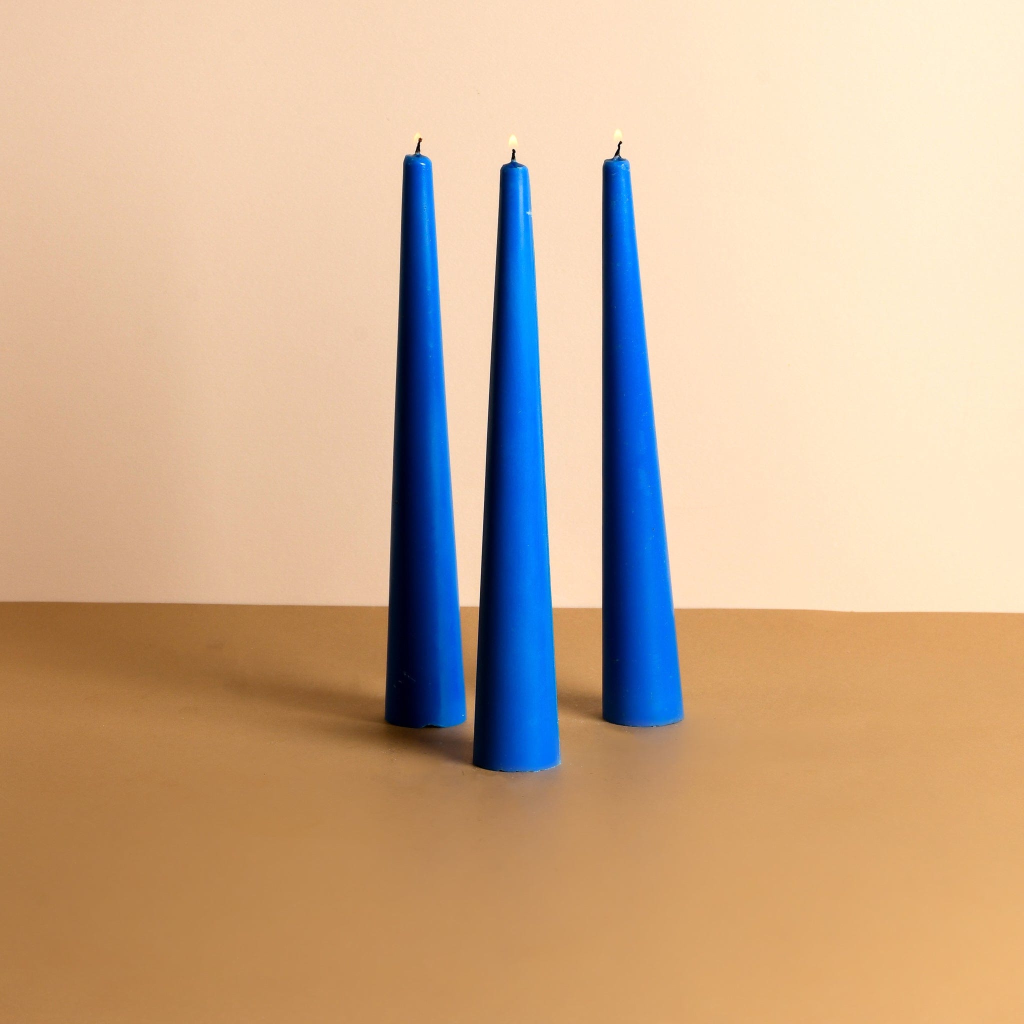Set of 3 Powder Blue 10" Conical Candles - Oceanic Mist Scented