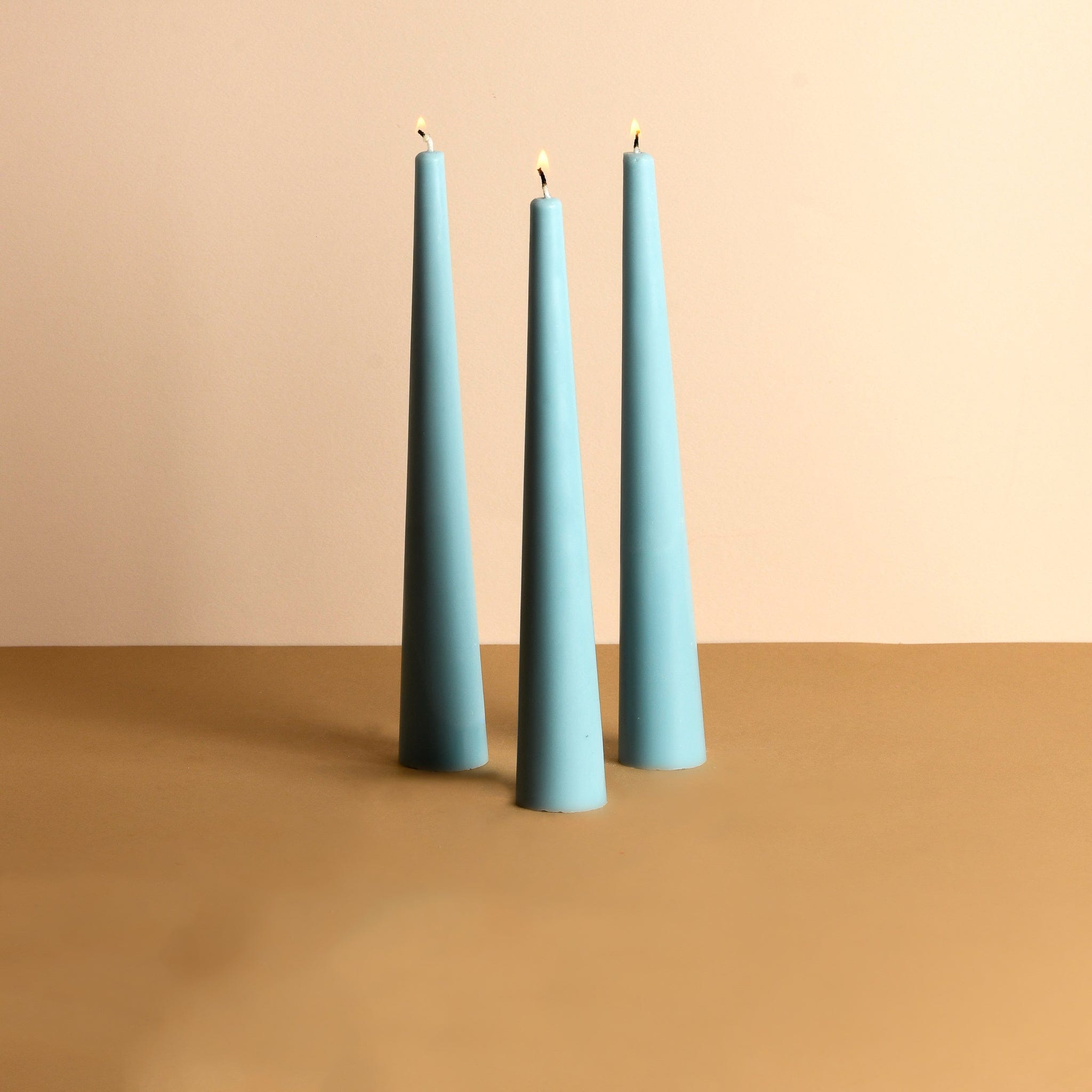 Set of 3 Forest Green 10" Conical Candles - Crème de la Shea Scented